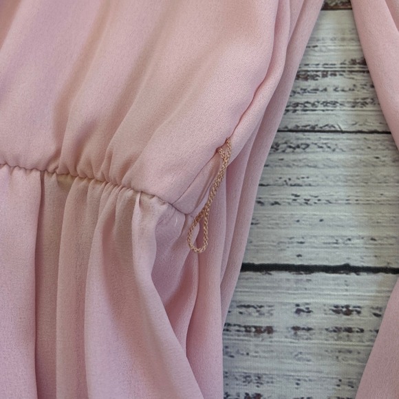 Vintage REO Originals Pink Lace Midi Dress Pearl Button Long Sleeve ILGWU USA 16 - Picture 9 of 10